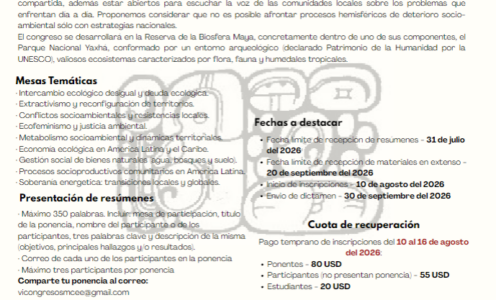 VI Congreso de la Sociedad Mesoamericana y del Caribe de Economía Ecológica & II Encuentro Latinoamericano de Economía Ecológica