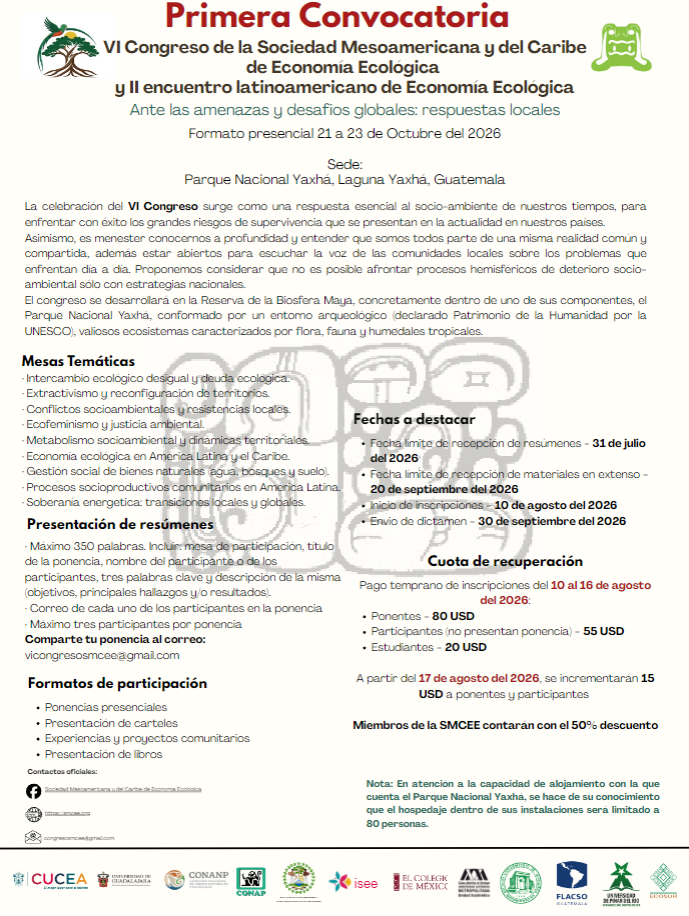 VI Congreso de la Sociedad Mesoamericana y del Caribe de Economía Ecológica & II Encuentro Latinoamericano de Economía Ecológica